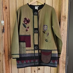 Parsley & Sage Eclectic Vintage 100% Wool Patchwork Jacket Medium